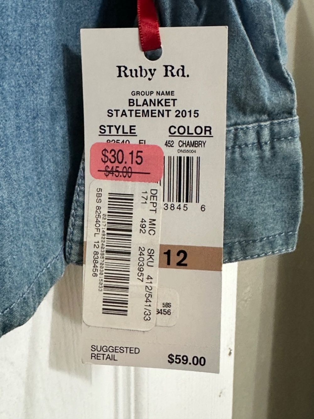 Ruby Rd Button up Shirt Size 12 Blue - Picture 8 of 8